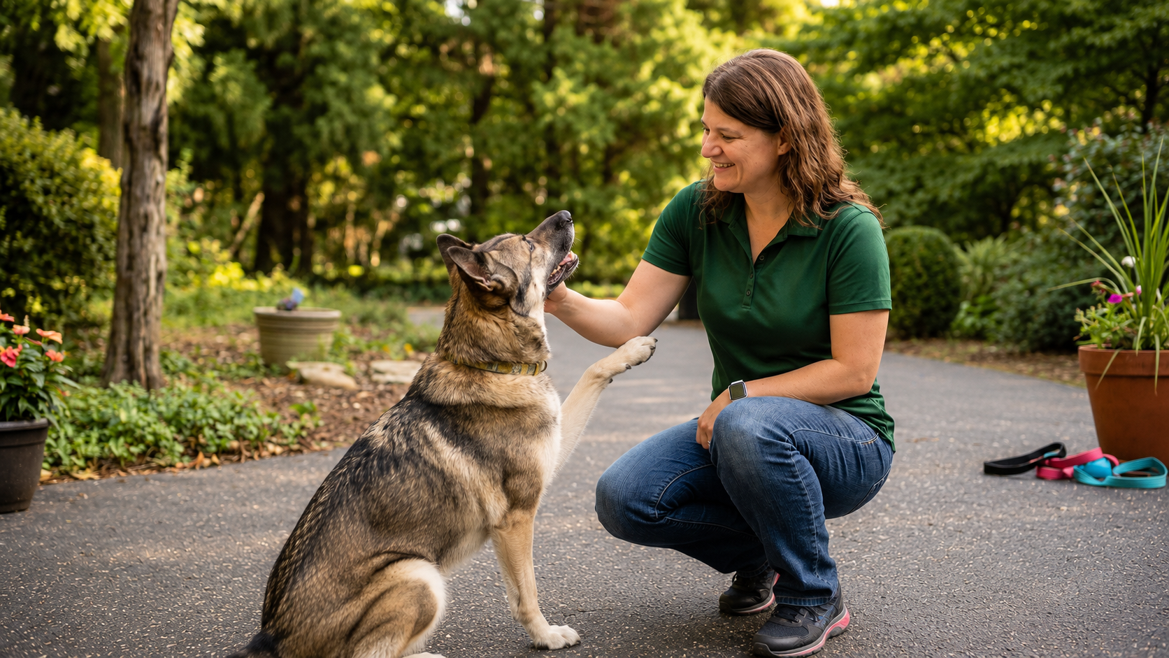 Diane Rieger working with a dog during a training session